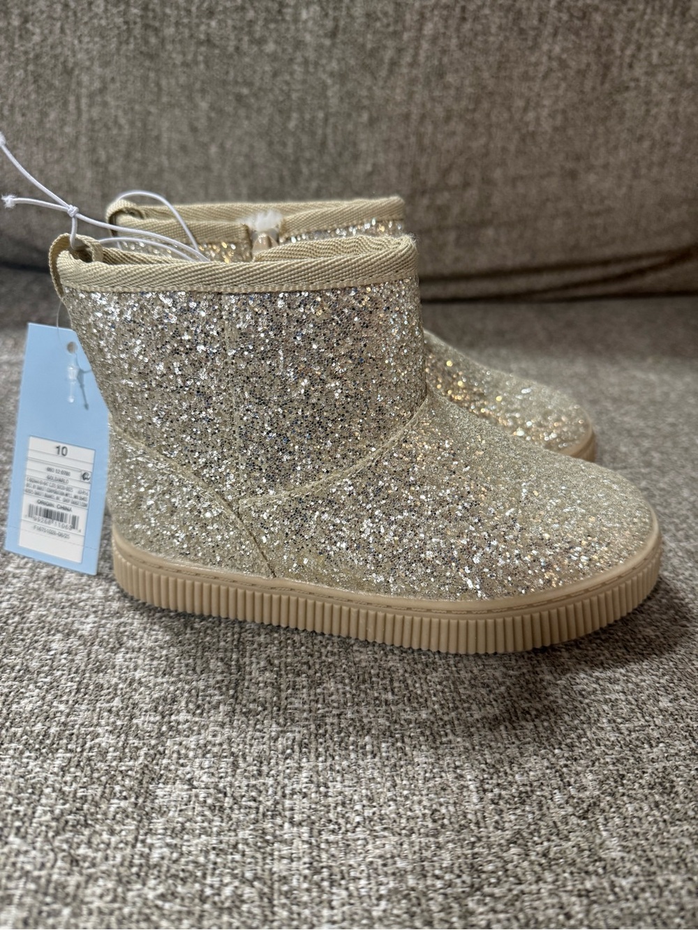 Cat & Jack Girls' Glitter Pull-On Ankle Boots - Gold